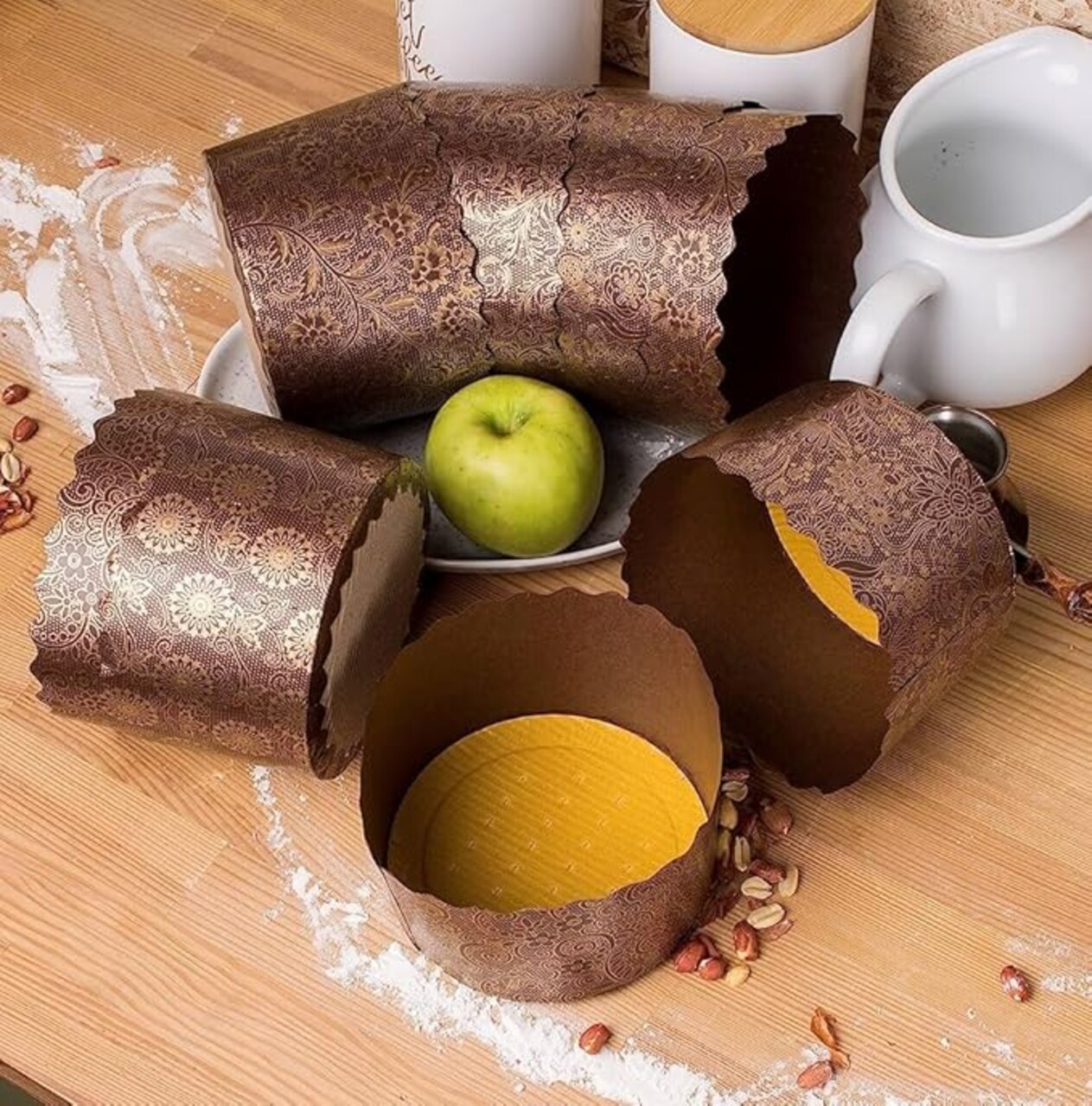 12 oz Panettone Paper Mold | 12 Pack | Easter Bread Paper Mold Paska Mold Kulich - Easter Bread Forms - Non Stick Panettone Mold Baking Cups - Paper Baking Molds W 4.33 x H 3.35-in